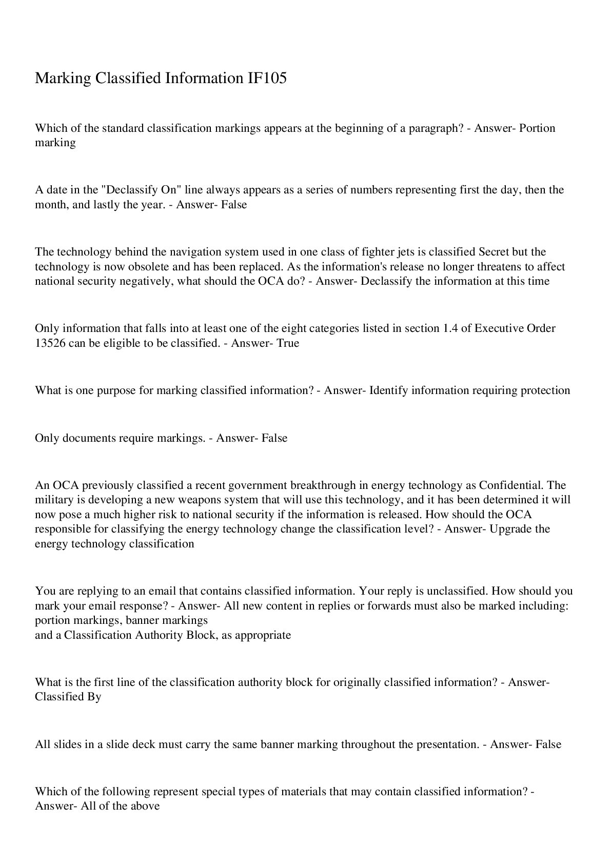 Marking Classified Information IF105 Browsegrades